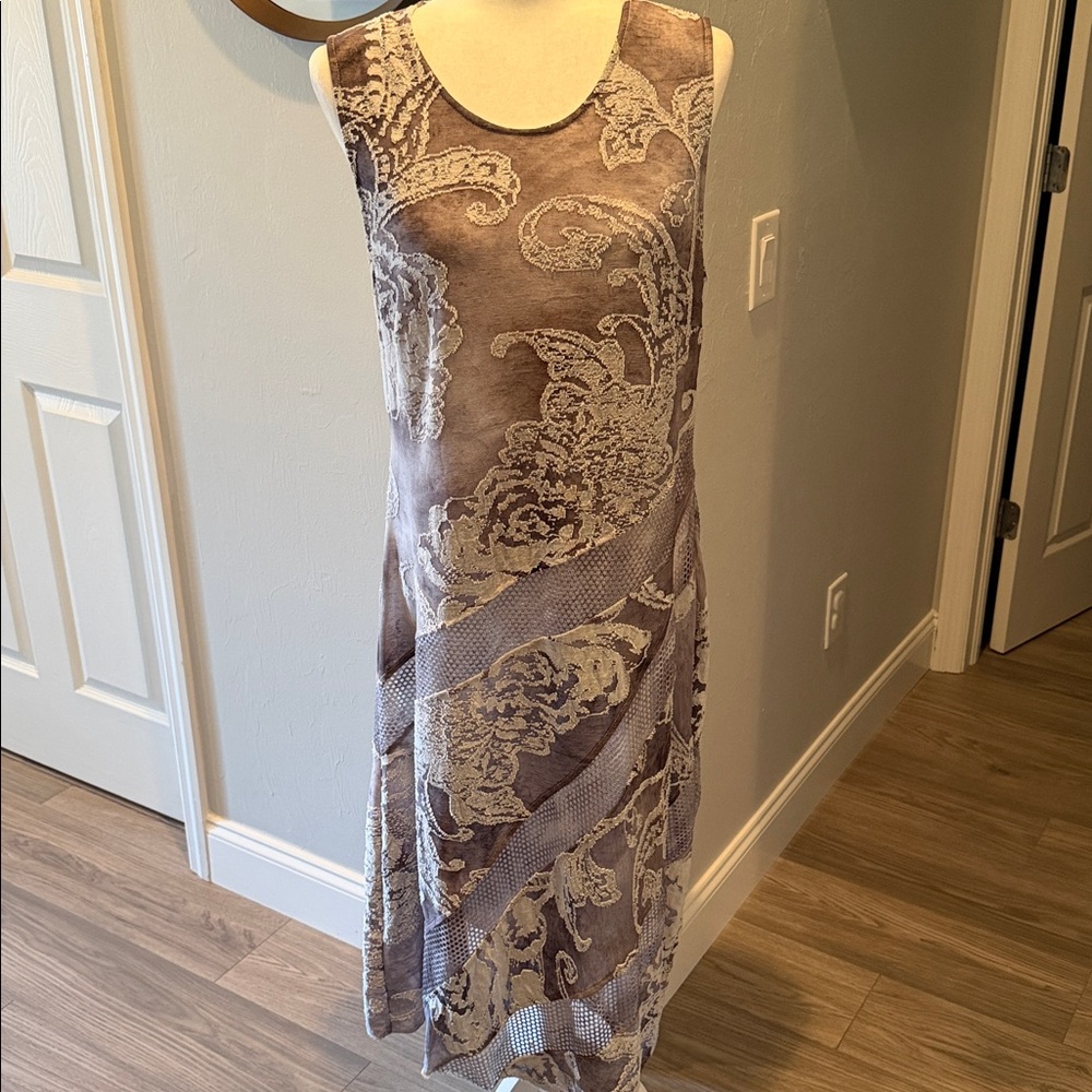 NWT Cativa Women’s Asymmetrical Hem Dress Mesh Stone XL